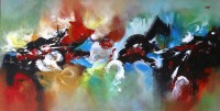S. M. Naqvi, 24 x 48 Inch, Acrylic on Canvas, Abstract Painting, AC-SMN-122